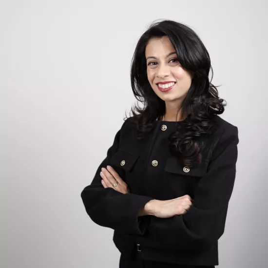 Woman in black jacket